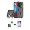 MARSİLYAN™- iPhone 16 Kılıf Akış Form - Siyah Bilvis 5in1 3D Magic Cam Ekran Koruyucu + Raze Metal Kamera Lens - SH
