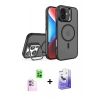 MARSİLYAN™- iPhone 16 Kılıf Akış Form - Siyah Bilvis 5in1 5D Magic Hayalet Cam Ekran Koruyucu + Raze Metal Kamera Lens - PE