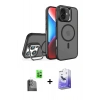 MARSİLYAN™- iPhone 16 Kılıf Akış Form - Siyah Bilvis 5in1 5D Magic Hayalet Cam Ekran Koruyucu + Raze Metal Kamera Lens - SH