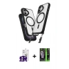 MARSİLYAN™- iPhone 16 Kılıf Atlas Doku Koleksiyonu - Şeffaf 360 Full Body Arka Koruyucu + Bilvis Titan Kamera Lens - PE