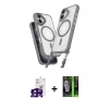 MARSİLYAN™- iPhone 16 Kılıf Atlas Doku Koleksiyonu - Şeffaf 360 Full Body Arka Koruyucu + Bilvis Titan Kamera Lens - SH
