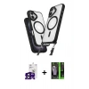 MARSİLYAN™- iPhone 16 Kılıf Atlas Doku Koleksiyonu - Şeffaf 360 Full Body Arka Koruyucu + Bilvis Titan Kamera Lens - SH