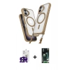 MARSİLYAN™- iPhone 16 Kılıf Atlas Doku Koleksiyonu - Siyah 360 Mat Full Body Arka Koruyucu + Bilvis Titan Kamera Lens - SH