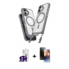MARSİLYAN™- iPhone 16 Kılıf Atlas Doku Koleksiyonu - Siyah 3D Antistatik Mat Seramik Nano Ekran Koruyucu + Bilvis Titan Kamera Lens - SH