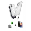 MARSİLYAN™- iPhone 16 Kılıf Atlas Doku Koleksiyonu - Siyah 3D Antistatik Mat Seramik Nano Ekran Koruyucu + Raze Metal Kamera Lens - SH
