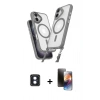 MARSİLYAN™- iPhone 16 Kılıf Atlas Doku Koleksiyonu - Siyah 3D Antistatik Mat Seramik Nano Ekran Koruyucu + PVD Metal Kamera Lens - MI