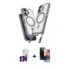 MARSİLYAN™- iPhone 16 Kılıf Atlas Doku Koleksiyonu - Siyah 3D Antistatik Mat Seramik Nano Ekran Koruyucu + Bilvis Titan Kamera Lens - GS
