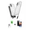 MARSİLYAN™- iPhone 16 Kılıf Atlas Doku Koleksiyonu - Siyah 3D Antistatik Mat Seramik Nano Ekran Koruyucu + Raze Metal Kamera Lens - BZ