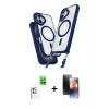 MARSİLYAN™- iPhone 16 Kılıf Atlas Doku Koleksiyonu - Siyah 3D Antistatik Mat Seramik Nano Ekran Koruyucu + Raze Metal Kamera Lens - BZ