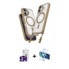 MARSİLYAN™- iPhone 16 Kılıf Atlas Doku Koleksiyonu - Siyah 3D Antistatik Seramik Nano Ekran Koruyucu + Bilvis Titan Kamera Lens - GS