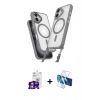 MARSİLYAN™- iPhone 16 Kılıf Atlas Doku Koleksiyonu - Siyah 3D Antistatik Seramik Nano Ekran Koruyucu + Bilvis Titan Kamera Lens - GS