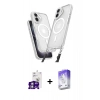 MARSİLYAN™- iPhone 16 Kılıf Atlas Doku Koleksiyonu - Siyah Bilvis 5in1 3D Magic Cam Ekran Koruyucu + Bilvis Titan Kamera Lens - GS