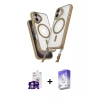 MARSİLYAN™- iPhone 16 Kılıf Atlas Doku Koleksiyonu - Siyah Bilvis 5in1 3D Magic Cam Ekran Koruyucu + Bilvis Titan Kamera Lens - GS