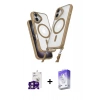 MARSİLYAN™- iPhone 16 Kılıf Atlas Doku Koleksiyonu - Siyah Bilvis 5in1 3D Magic Cam Ekran Koruyucu + Bilvis Titan Kamera Lens - PE