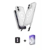 MARSİLYAN™- iPhone 16 Kılıf Atlas Doku Koleksiyonu - Siyah Bilvis 5in1 3D Magic Cam Ekran Koruyucu + PVD Metal Kamera Lens - PE