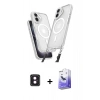 MARSİLYAN™- iPhone 16 Kılıf Atlas Doku Koleksiyonu - Siyah Bilvis 5in1 5D Magic Hayalet Cam Ekran Koruyucu + PVD Metal Kamera Lens - PE