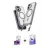 MARSİLYAN™- iPhone 16 Kılıf Atlas Doku Koleksiyonu - Siyah Bilvis 5in1 5D Magic Hayalet Cam Ekran Koruyucu + Bilvis Titan Kamera Lens - PE