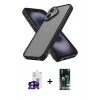 MARSİLYAN™- iPhone 16 Kılıf Atlas Form - Siyah 360 Mat Full Body Arka Koruyucu + Bilvis Titan Kamera Lens - PE