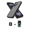 MARSİLYAN™- iPhone 16 Kılıf Atlas Form - Siyah 360 Mat Full Body Arka Koruyucu + PVD Metal Kamera Lens - PE