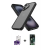 MARSİLYAN™- iPhone 16 Kılıf Atlas Form - Siyah 360 Mat Full Body Arka Koruyucu + Bilvis Titan Kamera Lens - SH