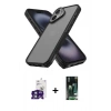 MARSİLYAN™- iPhone 16 Kılıf Atlas Form - Siyah 360 Mat Full Body Arka Koruyucu + Bilvis Titan Kamera Lens - YL
