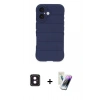 MARSİLYAN™- iPhone 16 Kılıf Atlas Koleksiyonu - Şeffaf Pasifik Cam Ekran Koruyucu + PVD Metal Kamera Lens - PE