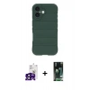 MARSİLYAN™- iPhone 16 Kılıf Atlas Koleksiyonu - Siyah 360 Mat Full Body Arka Koruyucu + Bilvis Titan Kamera Lens - SH