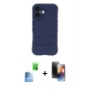 MARSİLYAN™- iPhone 16 Kılıf Atlas Koleksiyonu - Siyah 3D Antistatik Mat Seramik Nano Ekran Koruyucu + Raze Metal Kamera Lens - LT
