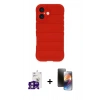 MARSİLYAN™- iPhone 16 Kılıf Atlas Koleksiyonu - Siyah 3D Antistatik Mat Seramik Nano Ekran Koruyucu + Bilvis Titan Kamera Lens - PE