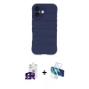 MARSİLYAN™- iPhone 16 Kılıf Atlas Koleksiyonu - Siyah 3D Antistatik Seramik Nano Ekran Koruyucu + Bilvis Titan Kamera Lens - SH