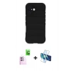 MARSİLYAN™- iPhone 16 Kılıf Atlas Koleksiyonu - Siyah 3D Antistatik Seramik Nano Ekran Koruyucu + Raze Metal Kamera Lens - PE