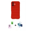 MARSİLYAN™- iPhone 16 Kılıf Atlas Koleksiyonu - Siyah 3D Antistatik Seramik Nano Ekran Koruyucu + Raze Metal Kamera Lens - PE