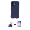MARSİLYAN™- iPhone 16 Kılıf Atlas Koleksiyonu - Siyah Bilvis 5in1 3D Magic Cam Ekran Koruyucu + Bilvis Titan Kamera Lens - GS