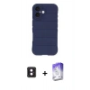 MARSİLYAN™- iPhone 16 Kılıf Atlas Koleksiyonu - Siyah Bilvis 5in1 3D Magic Cam Ekran Koruyucu + PVD Metal Kamera Lens - PE
