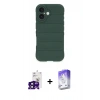 MARSİLYAN™- iPhone 16 Kılıf Atlas Koleksiyonu - Siyah Bilvis 5in1 3D Magic Cam Ekran Koruyucu + Bilvis Titan Kamera Lens - SH