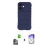 MARSİLYAN™- iPhone 16 Kılıf Atlas Koleksiyonu - Siyah Bilvis 5in1 3D Magic Cam Ekran Koruyucu + Raze Metal Kamera Lens - SH