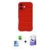 MARSİLYAN™- iPhone 16 Kılıf Atlas Koleksiyonu - Siyah Bilvis 5in1 5D Magic Hayalet Cam Ekran Koruyucu + Raze Metal Kamera Lens - LT