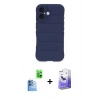 MARSİLYAN™- iPhone 16 Kılıf Atlas Koleksiyonu - Siyah Bilvis 5in1 5D Magic Hayalet Cam Ekran Koruyucu + Raze Metal Kamera Lens - LT