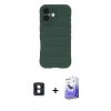 MARSİLYAN™- iPhone 16 Kılıf Atlas Koleksiyonu - Siyah Bilvis 5in1 5D Magic Hayalet Cam Ekran Koruyucu + PVD Metal Kamera Lens - MI