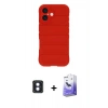 MARSİLYAN™- iPhone 16 Kılıf Atlas Koleksiyonu - Siyah Bilvis 5in1 5D Magic Hayalet Cam Ekran Koruyucu + PVD Metal Kamera Lens - MI