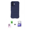 MARSİLYAN™- iPhone 16 Kılıf Atlas Koleksiyonu - Siyah Bilvis 5in1 5D Magic Hayalet Cam Ekran Koruyucu + Raze Metal Kamera Lens - PE