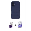 MARSİLYAN™- iPhone 16 Kılıf Atlas Koleksiyonu - Siyah Bilvis 5in1 5D Magic Hayalet Cam Ekran Koruyucu + Bilvis Titan Kamera Lens - PE