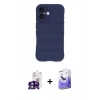 MARSİLYAN™- iPhone 16 Kılıf Atlas Koleksiyonu - Siyah Bilvis 5in1 5D Magic Hayalet Cam Ekran Koruyucu + Bilvis Titan Kamera Lens - YL