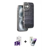 MARSİLYAN™- iPhone 16 Kılıf Atlas Minimal Özel Seri - Şeffaf Pasifik Cam Ekran Koruyucu + Bilvis Titan Kamera Lens - GS