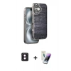 MARSİLYAN™- iPhone 16 Kılıf Atlas Minimal Özel Seri - Şeffaf Pasifik Cam Ekran Koruyucu + PVD Metal Kamera Lens - PE