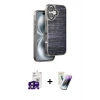 MARSİLYAN™- iPhone 16 Kılıf Atlas Minimal Özel Seri - Şeffaf Pasifik Cam Ekran Koruyucu + Bilvis Titan Kamera Lens - SH
