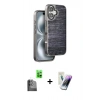 MARSİLYAN™- iPhone 16 Kılıf Atlas Minimal Özel Seri - Şeffaf Pasifik Cam Ekran Koruyucu + Raze Metal Kamera Lens - SH