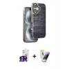 MARSİLYAN™- iPhone 16 Kılıf Atlas Minimal Özel Seri - Şeffaf Pasifik Cam Ekran Koruyucu + Bilvis Titan Kamera Lens - YL