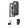 MARSİLYAN™- iPhone 16 Kılıf Atlas Minimal Özel Seri - Siyah 360 Mat Full Body Arka Koruyucu + Bilvis Titan Kamera Lens - GS