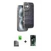 MARSİLYAN™- iPhone 16 Kılıf Atlas Minimal Özel Seri - Siyah 360 Mat Full Body Arka Koruyucu + Raze Metal Kamera Lens - SH